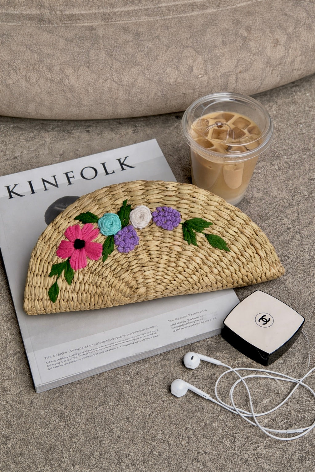 Handwoven Seagrass Half Moon Clutch