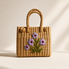 Floral Handwoven Seagrass Tote