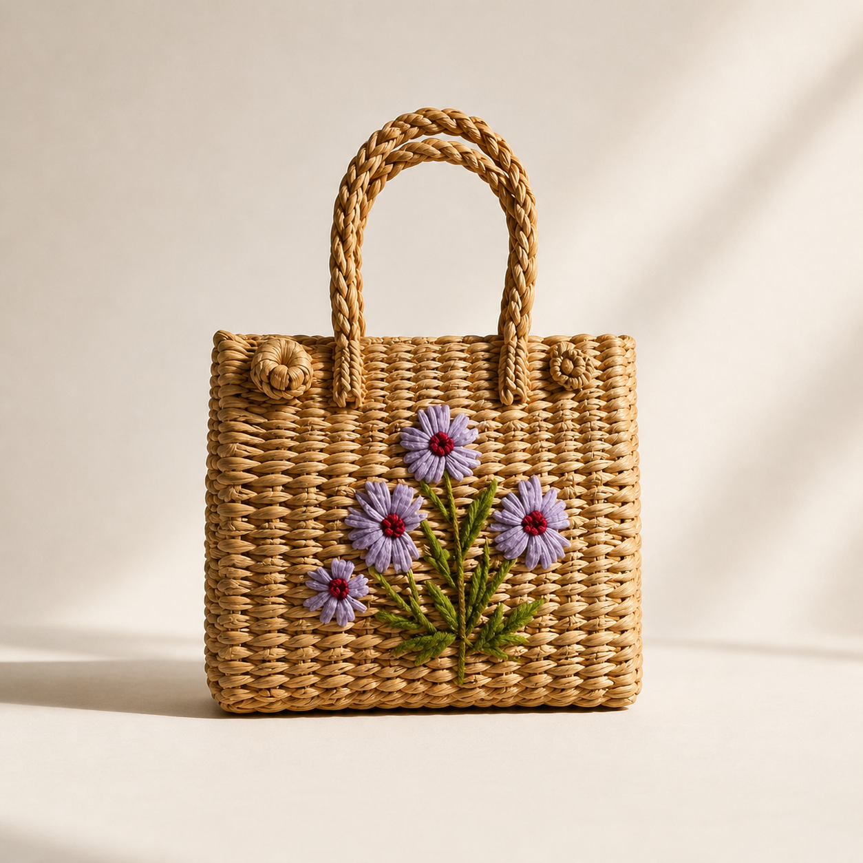 Floral Handwoven Seagrass Tote