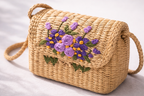 Lavender Bloom Seagrass Crossbody Bag