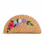 Handwoven Seagrass Half Moon Clutch