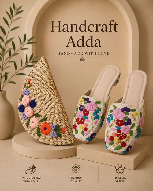 Floral Clutch + Embroidered Mules