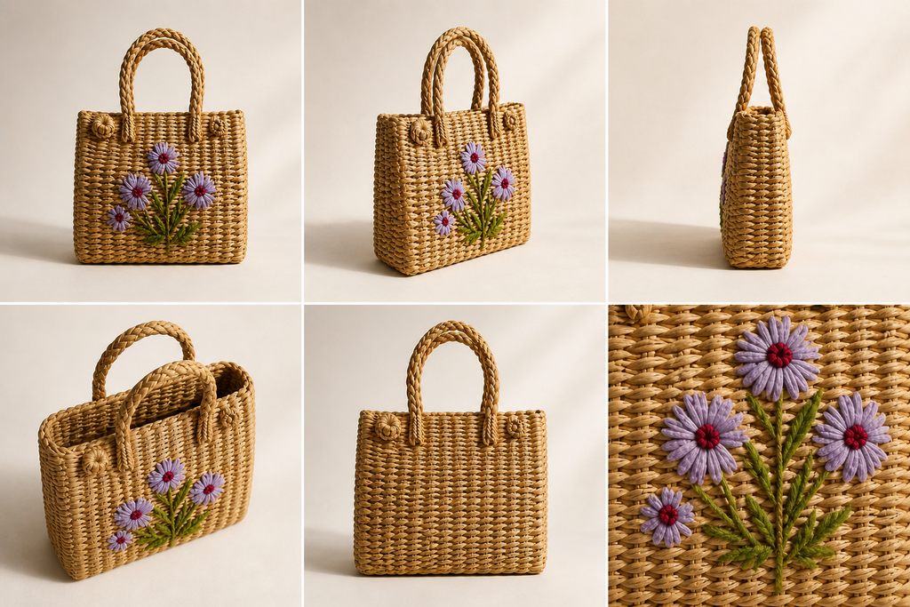 Floral Handwoven Seagrass Tote