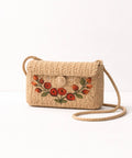 Embroidered Seagrass Crossbody Bag