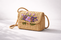 Lavender Bloom Seagrass Crossbody Bag